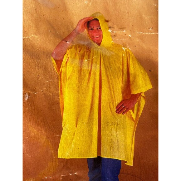 FOX Adult Vinyl Utility Poncho - Orange- Hooded- 100% Waterproof- New Old Stock - Picture 4 of 4